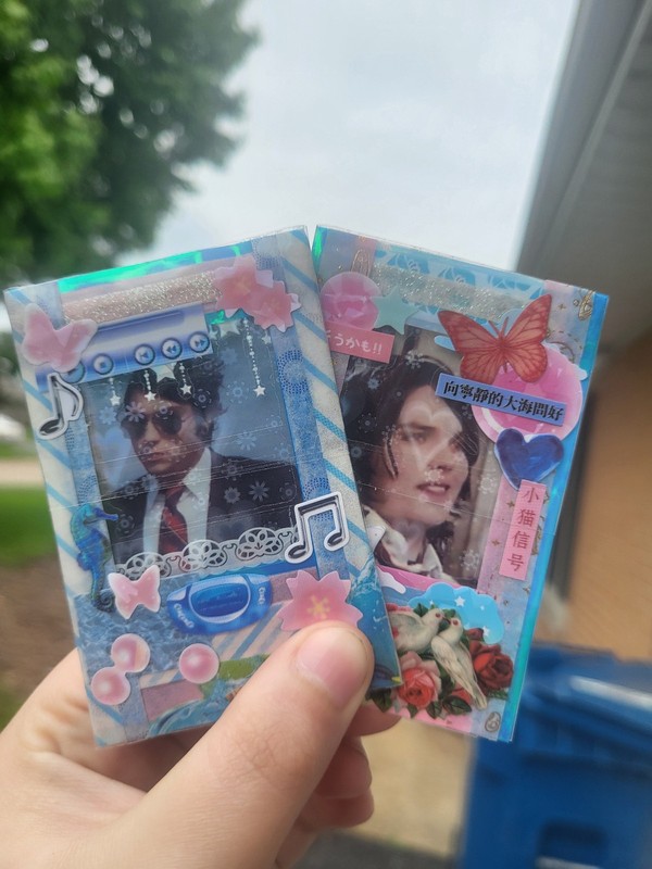 Decorated photocard two pack Frank + Gerard My Chemical Romance sparkly custom