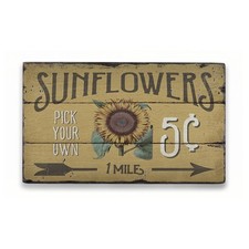 Sunflowers 5 Cents Rustic Distressed Sign, Personalized Wood Sign