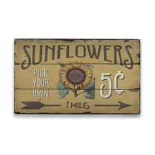 Sunflowers 5 Cents Rustic Distressed Sign, Personalized Wood Sign