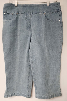 Ruby Rd Women's Light Blue Cotton Blend Pull on Capris  Size 8