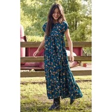 Natural Life Womens XL Berkley Corduroy Maxi Dress Turquoise Ditsy Floral