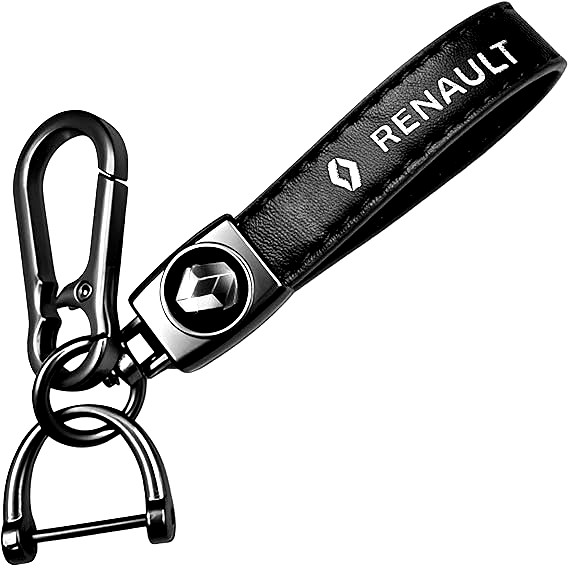 Auto Schlüsselanhänger für Renault Fans mit schwarzem Lederband+Karabinerhaken