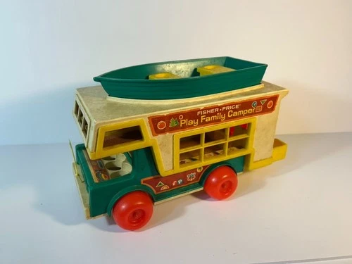 Vintage Fisher Price 1972 Little People Play Family Camper Truck with Boat 994