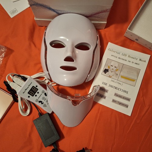 7 Colors LED Light Therapy Face Neck Mask for Facial Skin Care Wrinkles