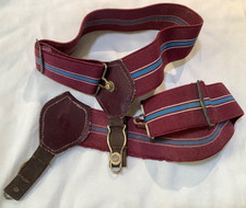 mens Vintage sock Garters braces Suspenders elastic Stripe 40s swing WWII red