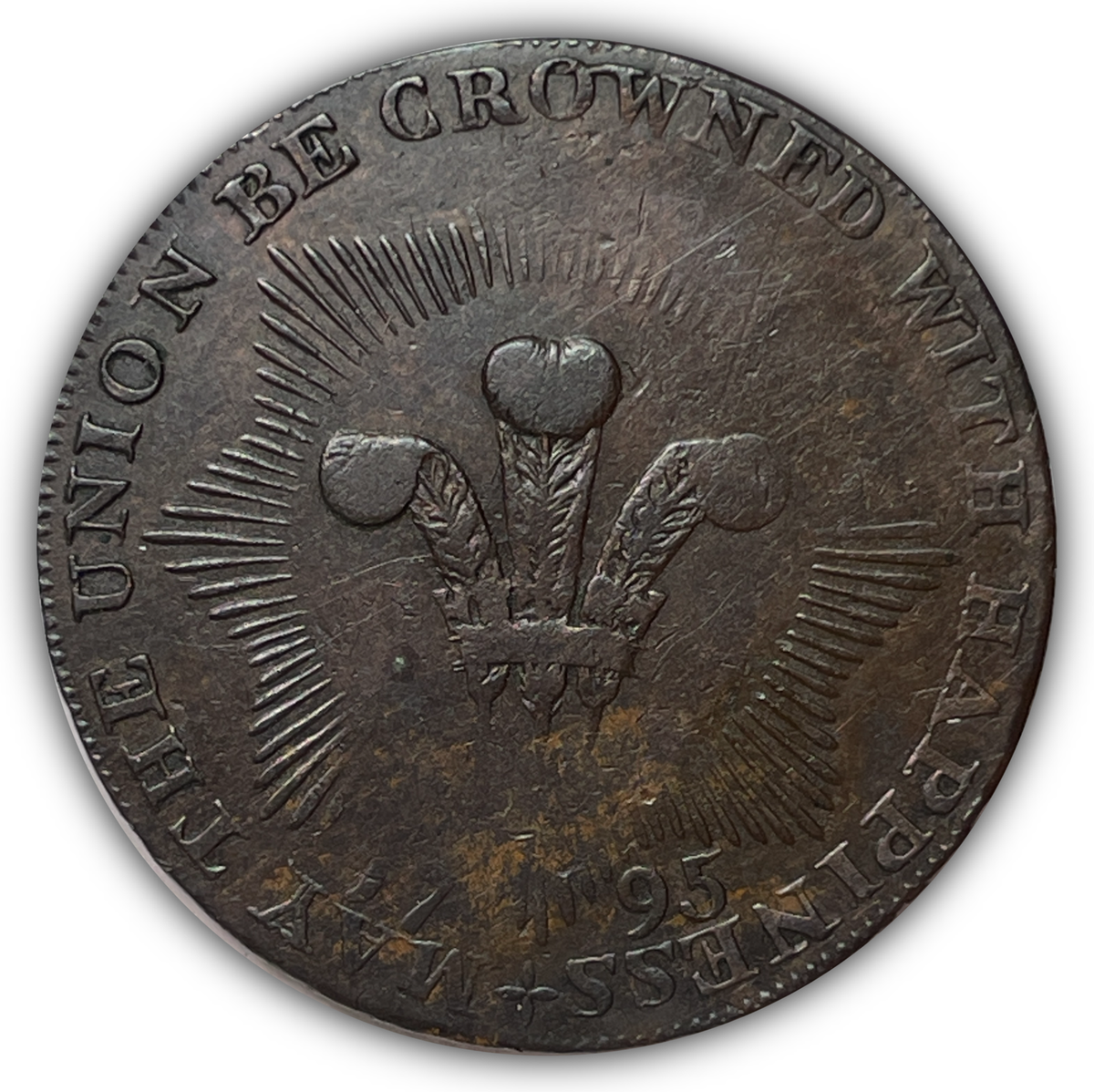 1795年ハーフペニートークン銅貨ウェールズ王女ミドルセックス