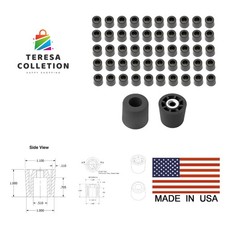 50 Large Extra Tall Black Round Rubber Feet Bumper w/Metal Insert - 1" H x 1....
