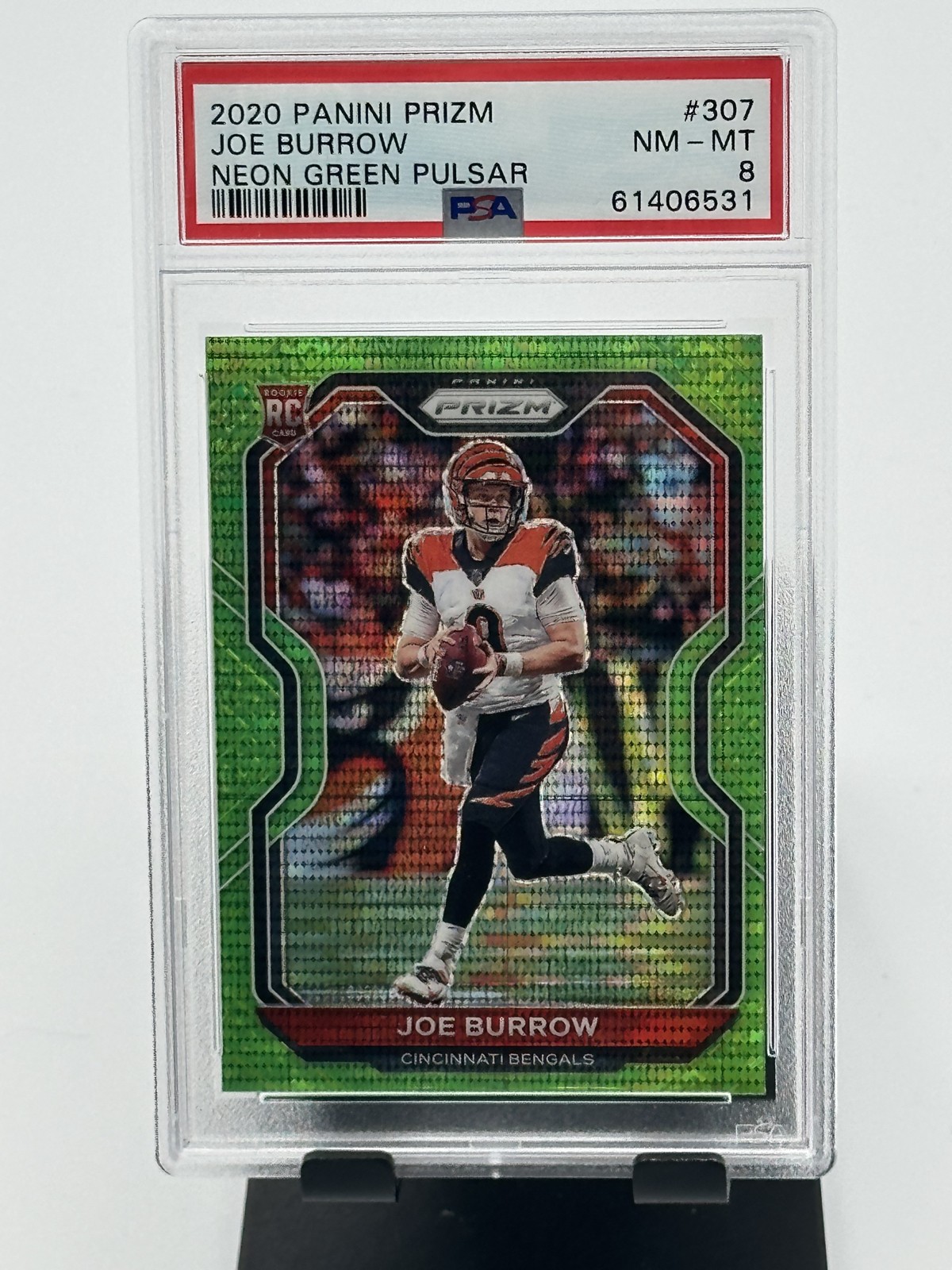 2020 Panini Prizm - Rookie Joe Burrow #307 Neon Green Pulsar Prizm (RC)