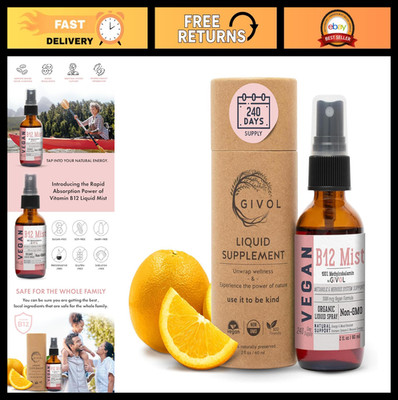 Hydrating B12 Liquid Spray Mist - Easy Absorption, Travel-Friendly, 240 Sprays,