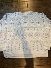 SPUMONI BY FRANKO Vintage 1980s Christmas Sweatshirt Pastel Grandma Polar Bear