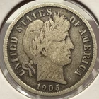 1905-S Barber Dime 10C Silver Coin - VG / F Detail (U49)