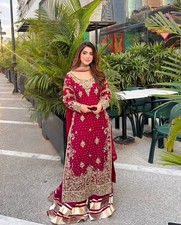 New Launch Faux Georgette Top Palazzo With Maroon Dupatta For Wedding Wear