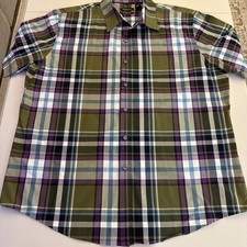 Van Heusen Mens XL 17-17.5 Plaid Short Sleeve Button Up Shirt Classic Fit NWOT