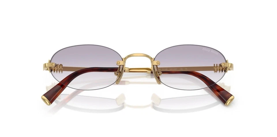 Miu Miu MU A54S 5AK04O Gold Gradient Light Grey Oval Rimless Sunglasses AUTHENTI - Image 3 of 4