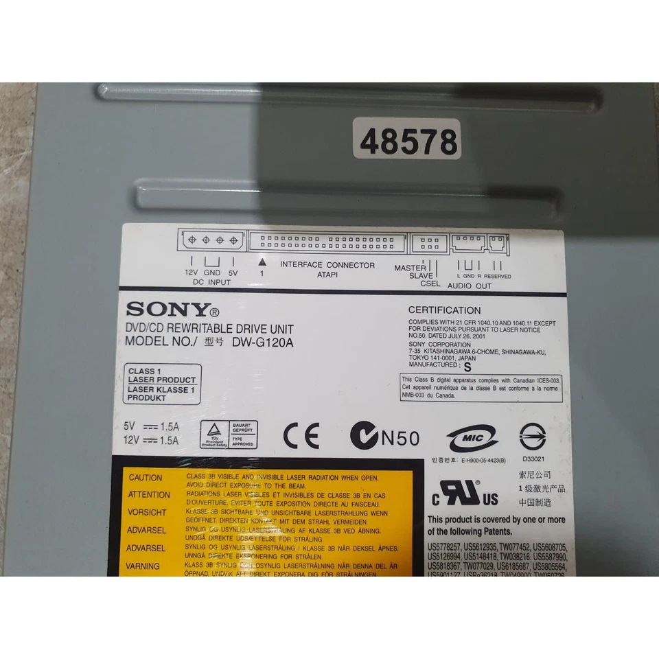 Sony DW-G120A 5.25" ATA DVD/CD Internal Rewritable Drive Black Dust Proof for PC - Image 4 of 4