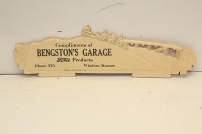 Vintage 1920s 1930s Ford Bengston's Garage Dealership Advertising Windom KS Sign