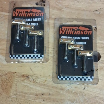 Wilkinson Bass Guitar Bridge Saddle Parts Set - Gold Metal Saddles
