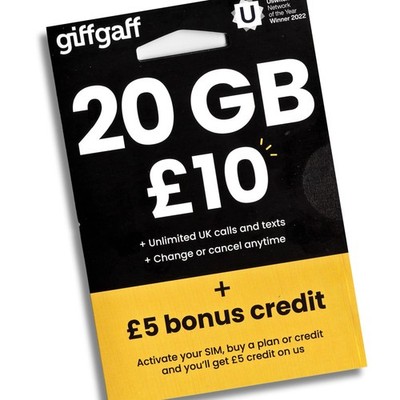 GiffGaff United Kingdom PAYG SIM Card for Visiting UK 3-in-1 Micro Nano Mini 