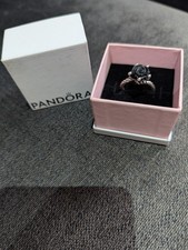 Rare Genuine Pandora Silver and Black Onyx Rose Ring  190843ON