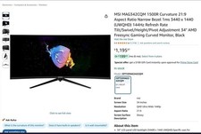 MSI Optix MAG342CQ 34 Inch Ultrawide Gaming Monitor 144hz UWQHD
