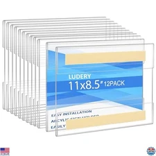 Acrylic Sign Holder 8.5x11 Inches Horizontal Clear Plastic Frame 12 Pack No