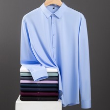 Men  s Soft Casual 4-Way Stretch Wrinkle-Resistant Dress Shirt for Wedding Prom