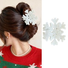 Christmas Snowflake Hair Clips Large White Snowflake Xmas Hair Claw Clip Stro...