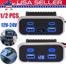 1/2X RV USB Outlet Dual USB A & USB C Ports Car Charger Socket Panel Boat Marine