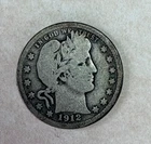 1912 Philadelphia Mint Barber Quarter - 90% Silver - FREE INSURED SHIPPING!