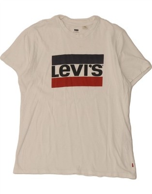 LEVI'S Herren Grafik T-Shirt Oberteil XL weiß Baumwolle CR11