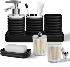 Bathroom Accessory Set - Gorgeous Bathroom Set, 7PC Black Bathroom Accessories