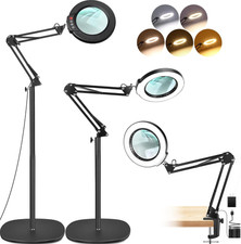 10X Magnifying Glass with Light and Stand, Real Glass Lens, 5 Color Modes Dimmab