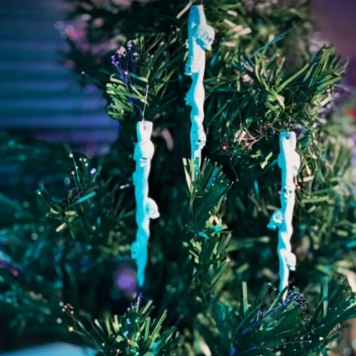 5 Pcs Icy Skull Dripping Christmas Ornaments Plastic Xmas Tree Decor