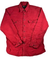 Vintage Eddie Bauer Shirt Mens Large Red Button Down Flannel USA Made Pocket 90s