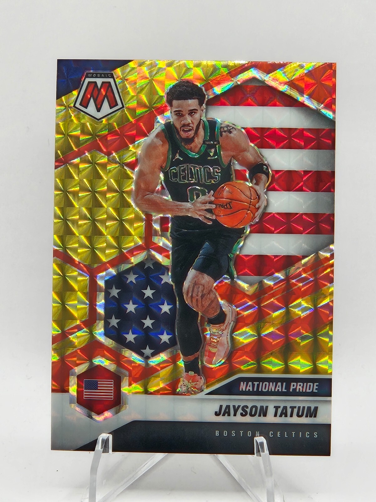 Jayson Tatum 2020-21 Panini Mosaic Fusion #254 20/88 Red Yellow USA