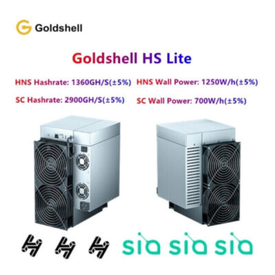 Goldshell HS Lite Miner HNS/SC Miner 1200w hns:1360gh/s 750w sc:2900gh/s W/PSU