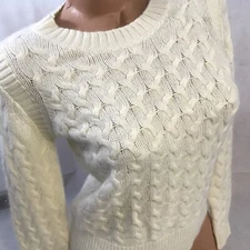 J Crew Women’s Sweater EUC Wool Angora Rabbit Hair Soft Ivory Nice