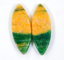 28 Cts Natural Green Moss Agate Aventurine Pair Cabochon Loose Gemstone AB=0362