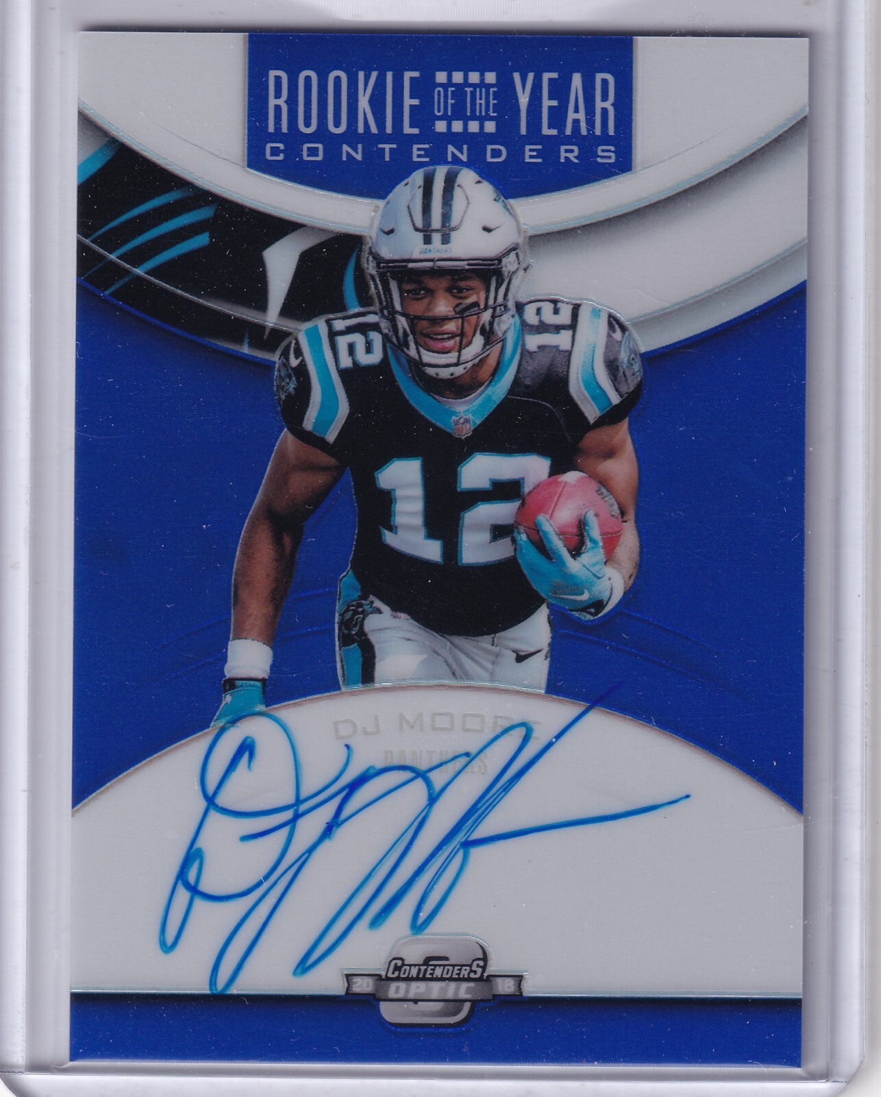 Dj Moore 2018 Contenders Optic R.O.Y. Blue Prizm Rc On Card Auto (24/25)