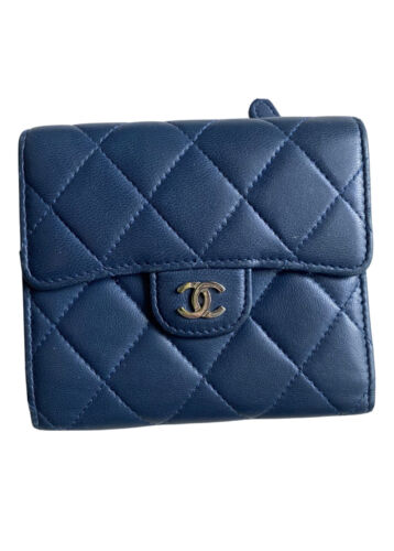 Authentic Chanel Oceanic Blue Two Sided Bifold Wal