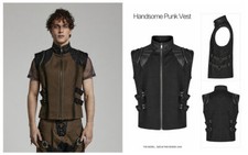 Punk Rave Black Coffee Gothic Handsome Punk Metal Zipper Casual Vest For Men