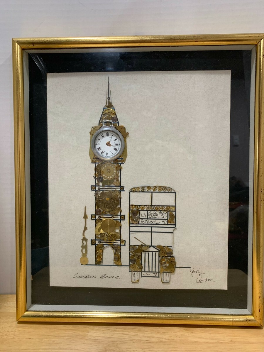 L Kersh of London Signed Horological Collage London Scene