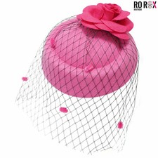 Vintage Ladies Fascinator Headband - Wedding Party Net Veil Rose Hat Headpiece