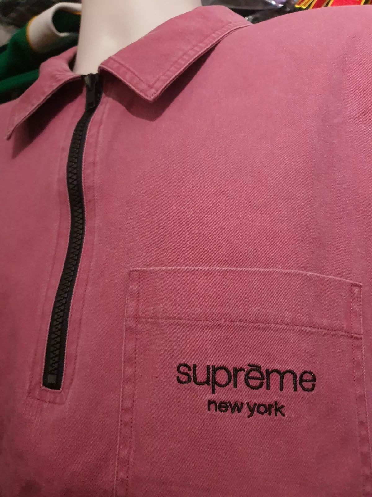 Chemise rouge manches courtes demi zip sergé SS16 Supreme taille XL neuve avec étiquette top