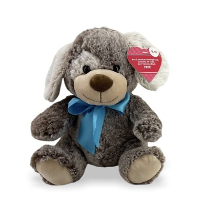 9  DanDee Puppy Dog Plush Stuffed Animal Brown Tan Blue Bow Meijer 2017