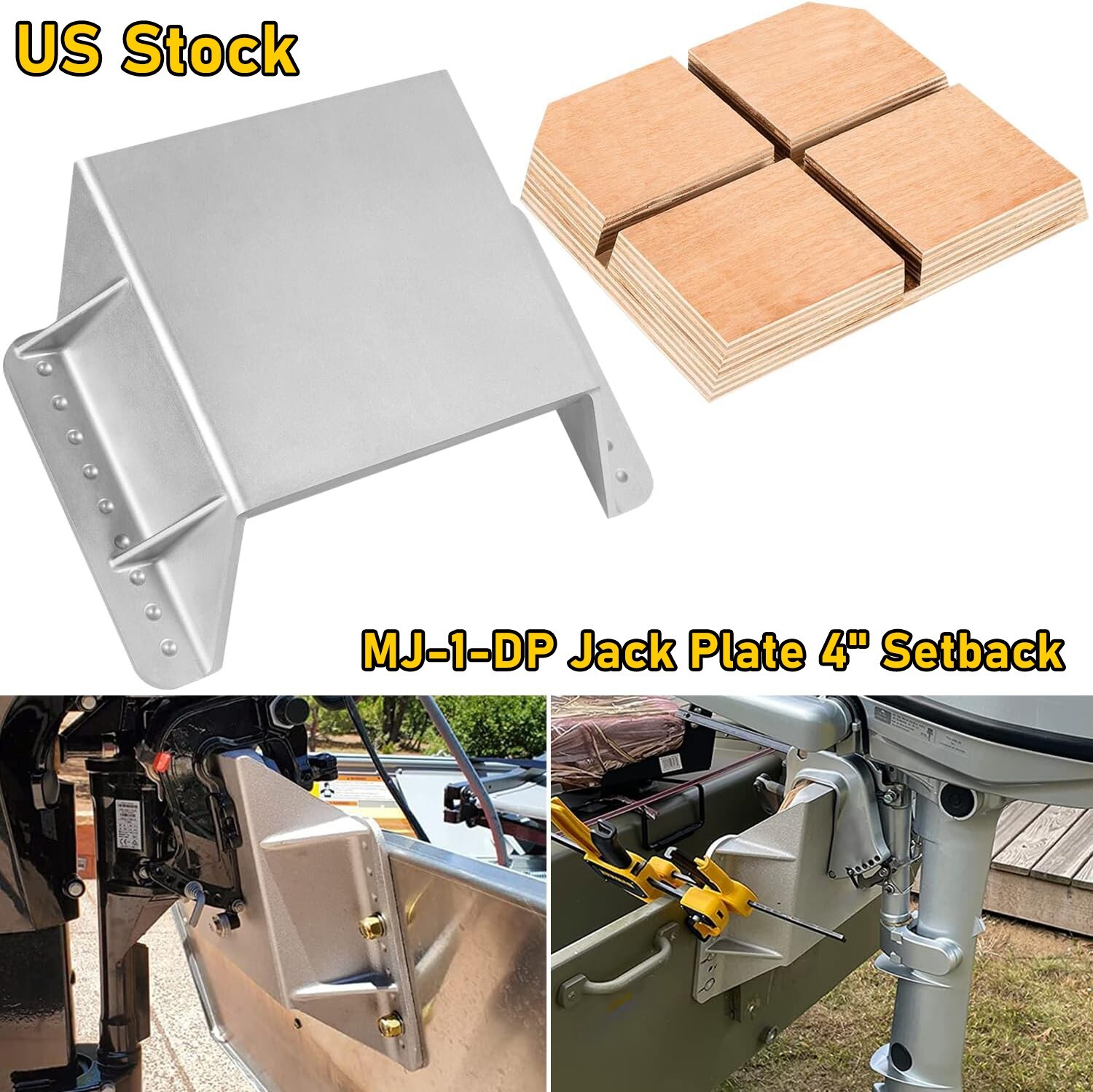 MJ1DP Jack Plate 4'' Setback Engine Jack Plate for Outboard Motors Up