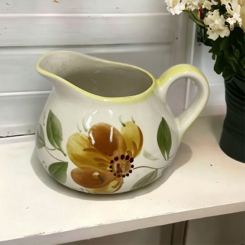 Hand Painted Ceramic Pitcher Floral Made In Portugal Vintage Planter eBay