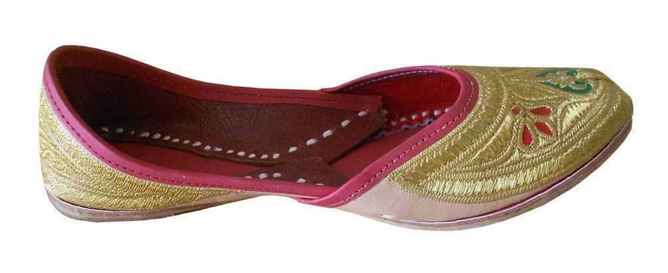 Mujeres Zapatos Boda Indio Hecho a Mano Mojaries Punjabi Cordones Jutties EE. UU. 6-10 Foto 4 de 4