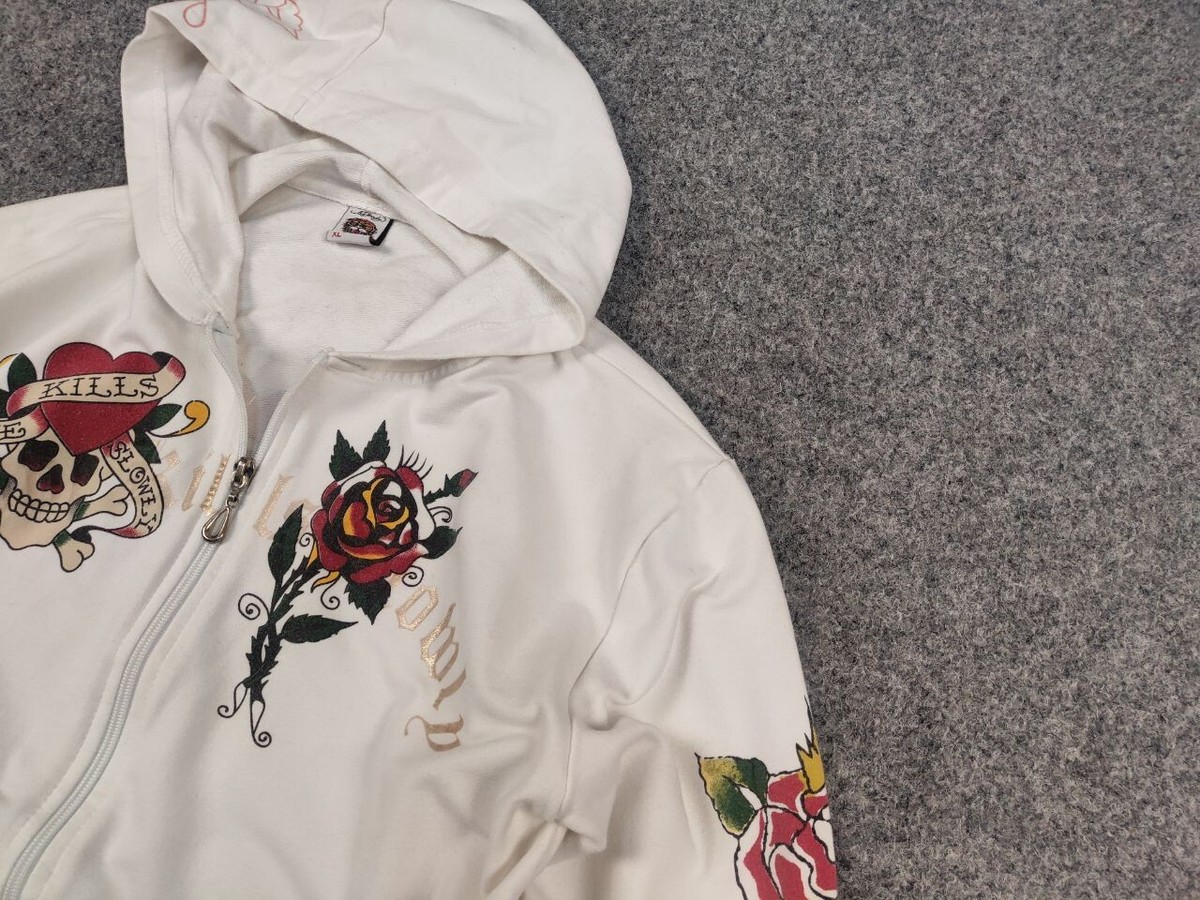Vintage Ed Hardy Designs White Tattoo Logo Zip Hoodie Y2K Style | eBay Vintage Ed Hardy Designs White Tattoo Logo Zip Hoodie Y2K Style | eBay