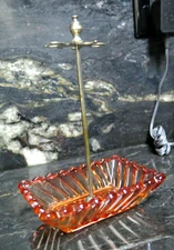 Baccarat Toothbrush Holder Amberina Rose Tiente SWIRL FRENCH GLASS Stand GIFT